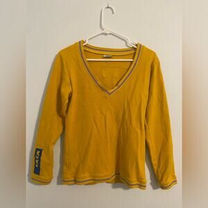 Ikea Sweater Small Yellow V-Neck Employee Uniform Issued Logo Pullover Vintage